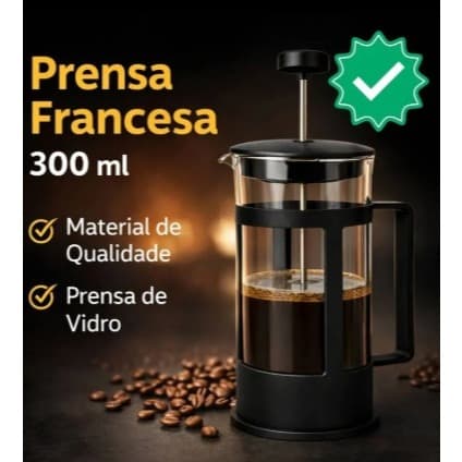 Cafeteira Francesa 300ml - Prensa - Cremeira para Café Leite - Filtro de aço inoxidável