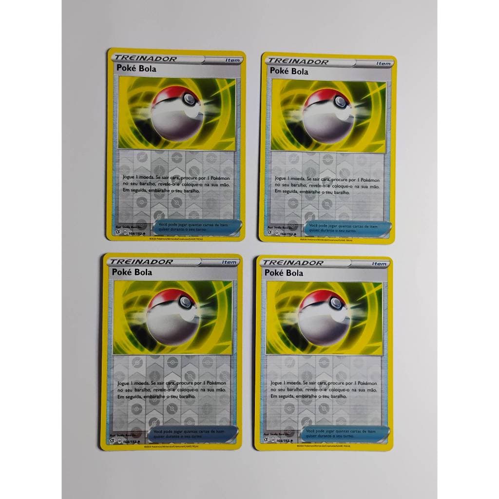 Kit 4 Poké Bola Reverse Foil 164/192 NM Rixa Rebelde (2020) Pokémon Estampas Ilustradas TCG Trading Card Game Copag