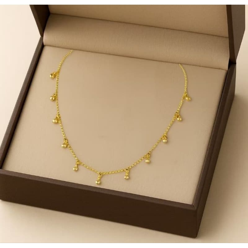 Choker Feminino Bolinhas – 35cm com Extensor, Dourado ou Prata
