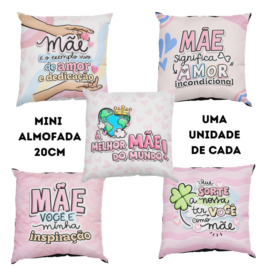 Kit Mini Almofada Dia Das Mães - Almofadas 20x20 Cesta De Café Da Manhã - Mãe