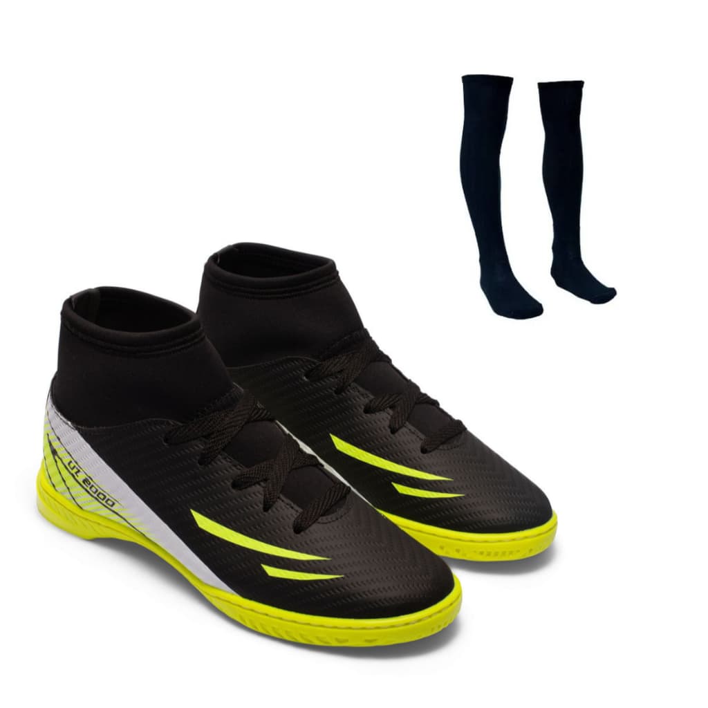 Chuteira Futsal UZ 2000 Botinha Cano Alto Adulto Uzze Sport Quadra Salão + Meião