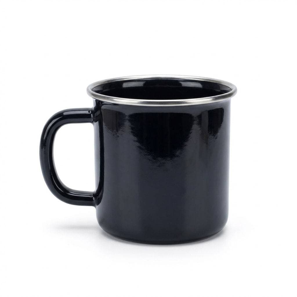 Caneca Esmaltada Borda Inox Café Chá Bebida Quente Fria Camping Resistente