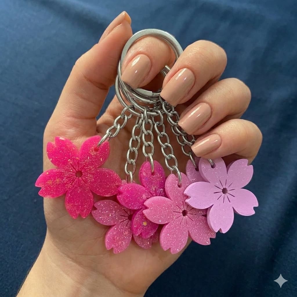KIT Chaveiro Sakura Lembrancinha Mini Mimo Encantador -Flor de Cerejeira Japonesa- Lembrancinhas Presente Chá de Cozinha