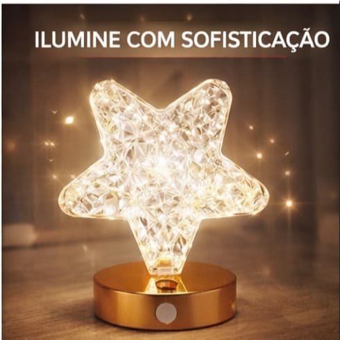 Luminária LED Estrela USB Recarregável com Sensor de Movimento | Luz Decorativa Ambiente Quarto Sala Moderna
