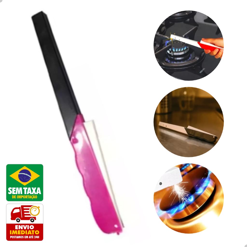 Acendedor de Chama Fogão Manual Faísca Botão Aperta Plástico Metal Uso Doméstico Cores Sortidas