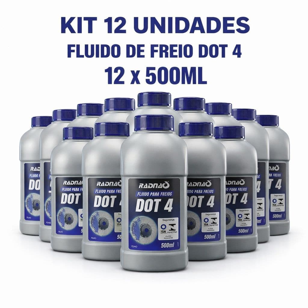 KIT 12 FLUIDO DE FREIO DOT 4 RADNAQ 500ML