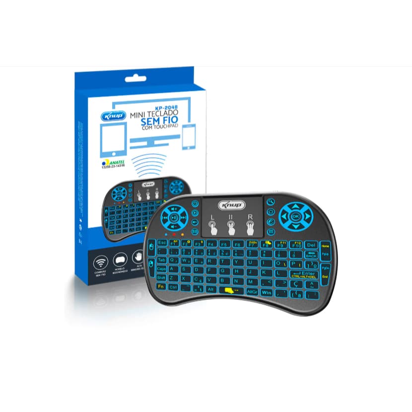 Mini Teclado Sem Fio com Touchpad e Iluminação Led KNUP - KP-2048