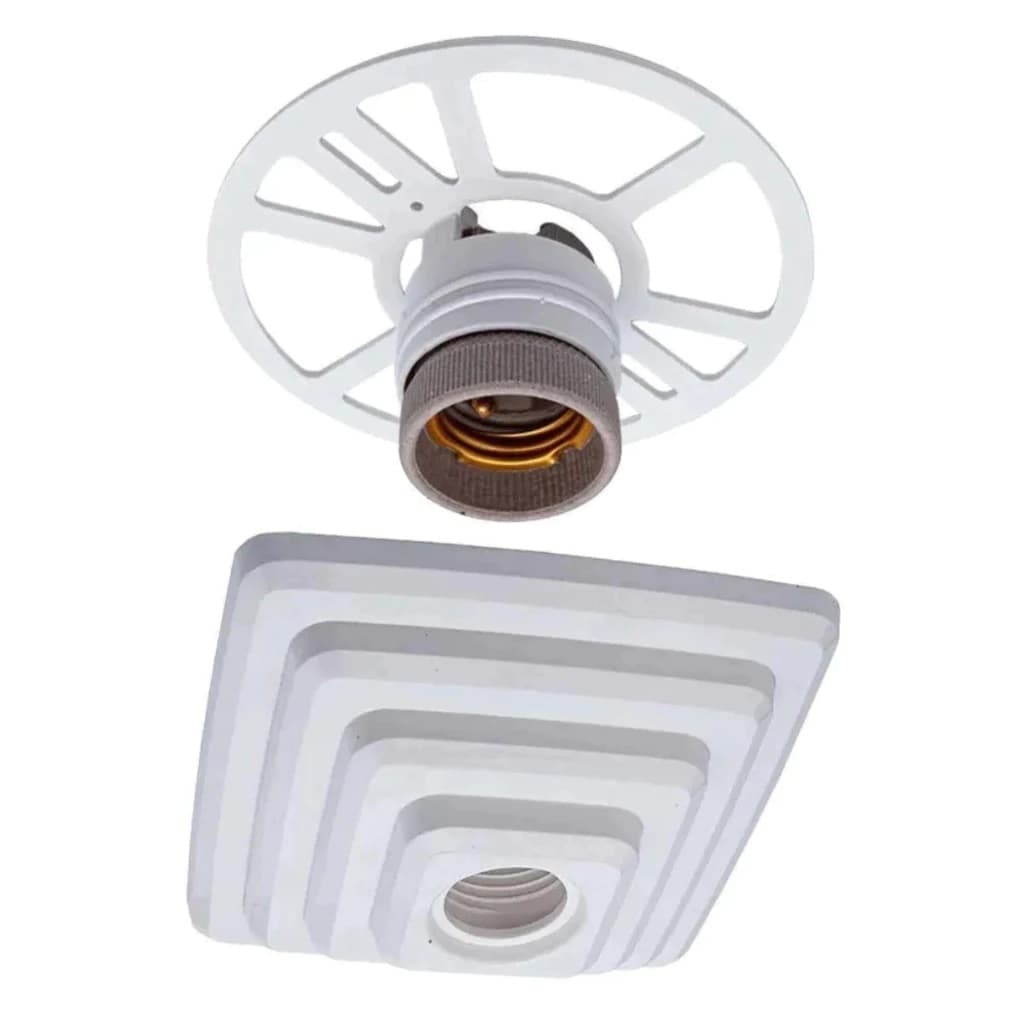 Plafon Piramide Quadrado Com Bocal De Porcelana Rosqueado E27 - Roper Plast