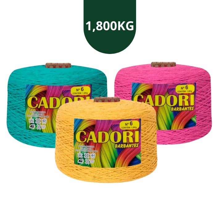 1x Barbante Cadori Cone 1.8kg Extra Macio Fio 6 Big - 1800 Metros cores +Vendidas