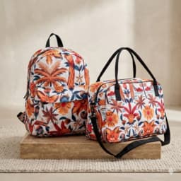 Kit Bolsa Maleta de mão e Mochila Escolar Colorida Estampada Universitária viagem dia a dia volta