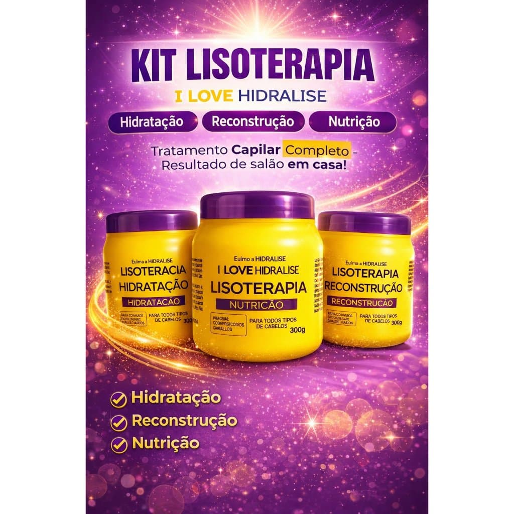 Cronograma Capilar Hidralise Kit Completo 3 em 1 Hidratação Nutrição Reconstrução Intensiva