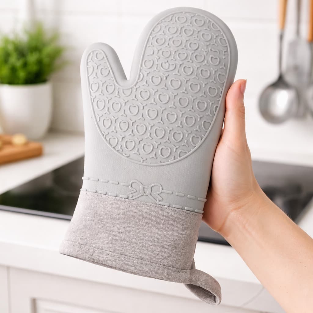 Kit 2 Luvas Para Forno Cozinha Luva Silicone Forrada Resistente Luva Térmica Forno Quente Fogão