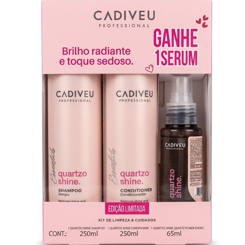 Kit Cadiveu  Profissional Quartzo Shine - Shampoo + Condicionador+ Sérum Brilho 5x