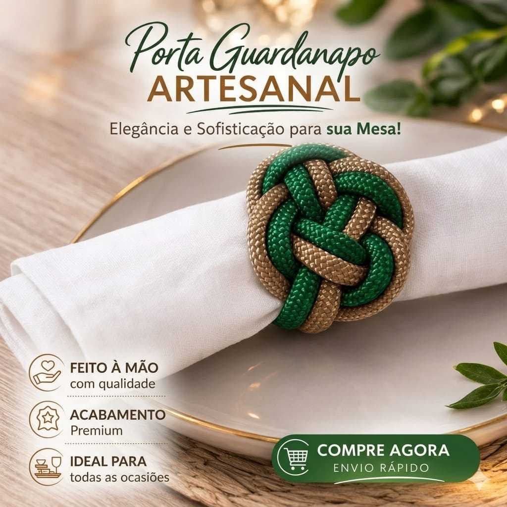 Kit Porta Guardanapos Corda Náutica Entrelaçado Trançado Artesanal Nó Náutico Premium - Mesa Posta - Anel de Guardanapos