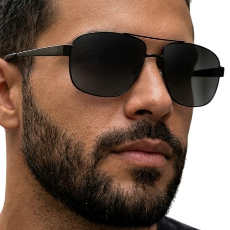 Óculos de Sol Piloto Quadrado Com Armação de Metal Masculino Com Proteção Uv400 Estiloso -MD-22