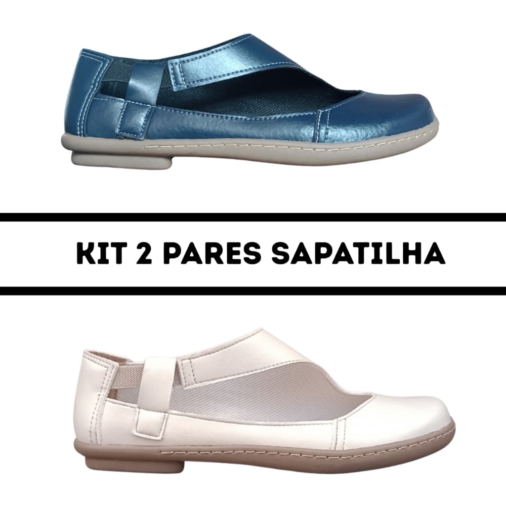 Kit 2 Sapatilhas Boneca Sintético Marinho/Creme Casual