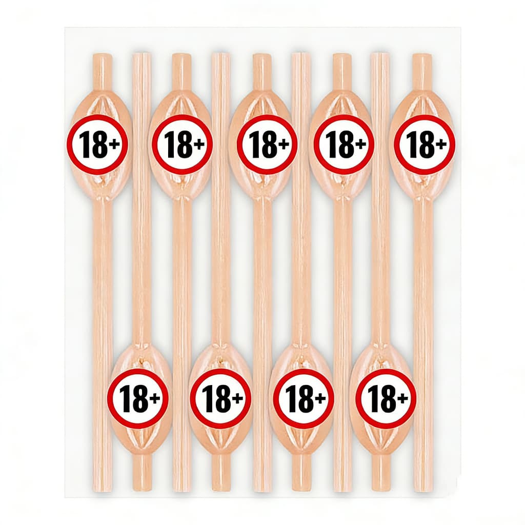 Kit 6 a 24 Canudos Erótico Despedida de Solteira Vagina Pussy Straws Bege Para Festa