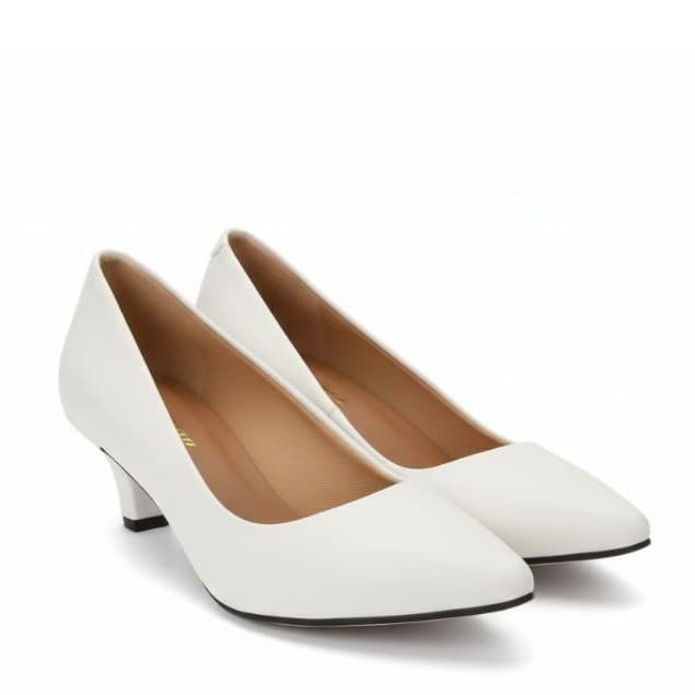 Scarpin Off White Branco Sapato Social Feminino Salto Médio 5cm Bico Fino Confortável Clássico