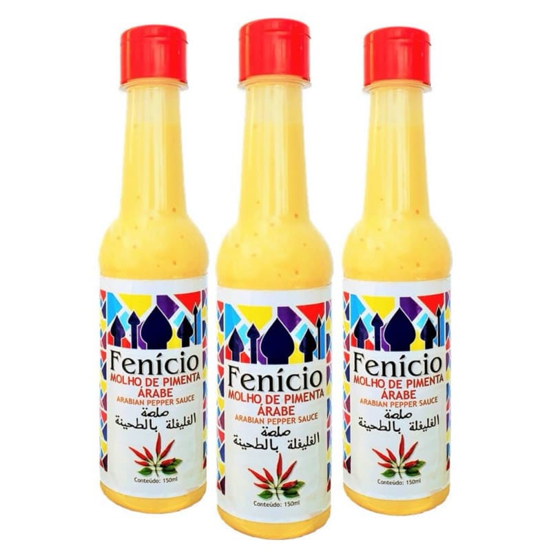3 Molho de Pimenta Árabe com Tahine Fenício 150ml - Pimenta árabe Fenício - Molhos fenício - Melhor pimenta árabe brasil