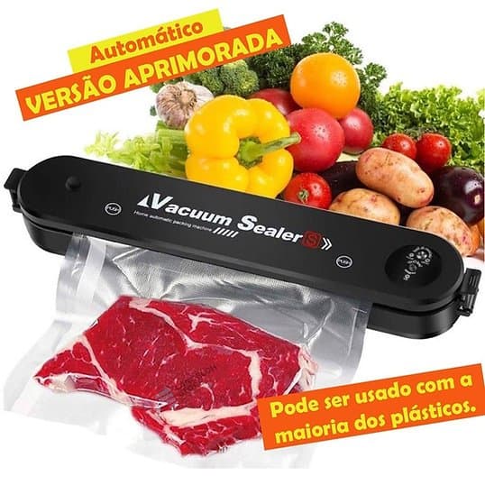 Seladora a vacuo de Alimentos Doméstica portatil Embala Conservação + 10 Sacos
