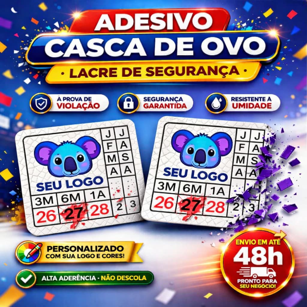 500 Lacre Casca de Ovo 1x1cm | Adesivo Destrutivo Selo Segurança Inviolável Garantia Etiqueta Personalizado