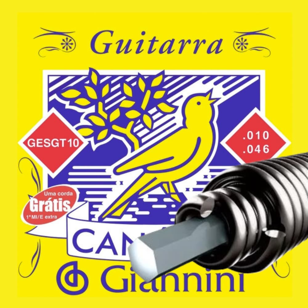 Corda de Guitarra 010 Alta performance Giannini Canário + Mi de reposição