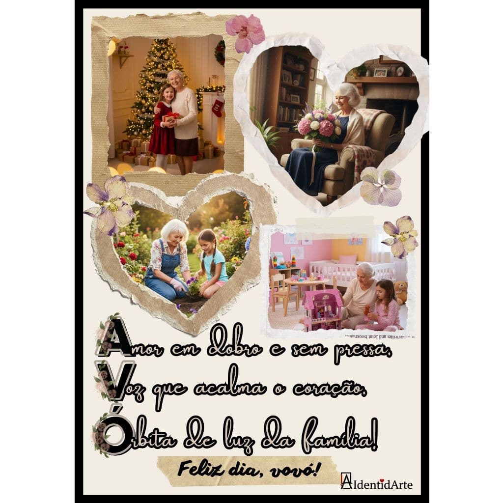Quadro Presente Avó/Avô personalizado Porta-Retrato Moldura Decorativa Homenagem tamanho A4 Cor Branca ou Cinza