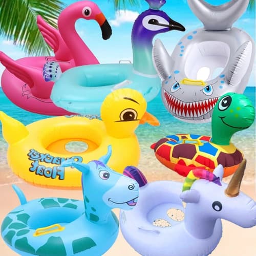 Boia Para Bebê Bote Inflável Redonda Piscina Praia Animais 66x70Cm Infantil Resistente Não Fura