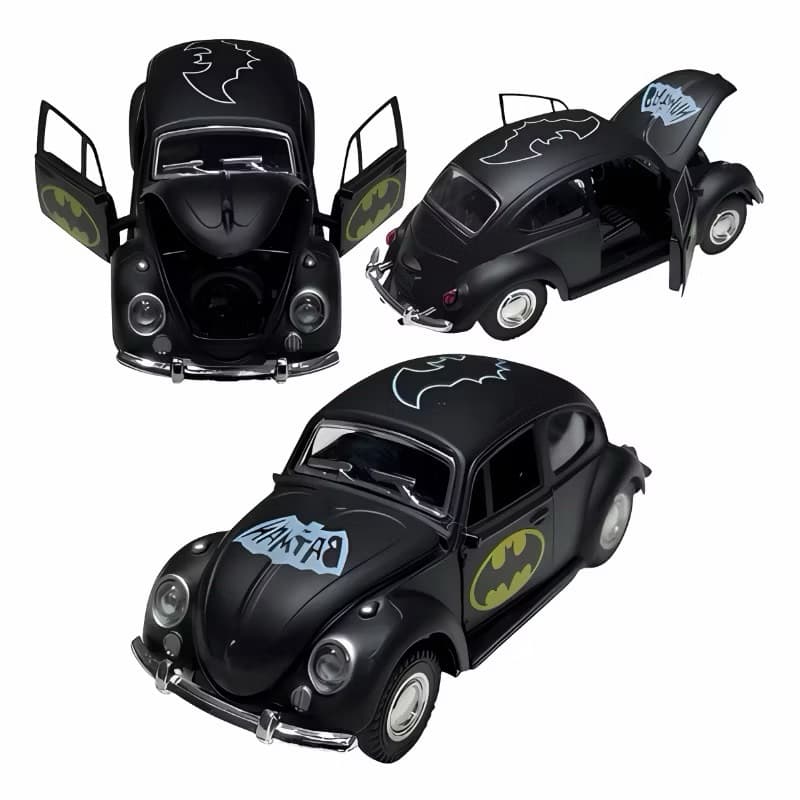 Miniatura Fusquinha Batman Carro Colecionável com Capô e Portas Móveis Detalhes Realistas e Estilo