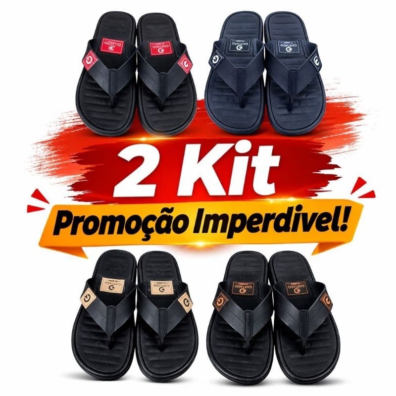 Kit 2 Pares Chinelo Super Conforto Macio Masculino Dia a Dia