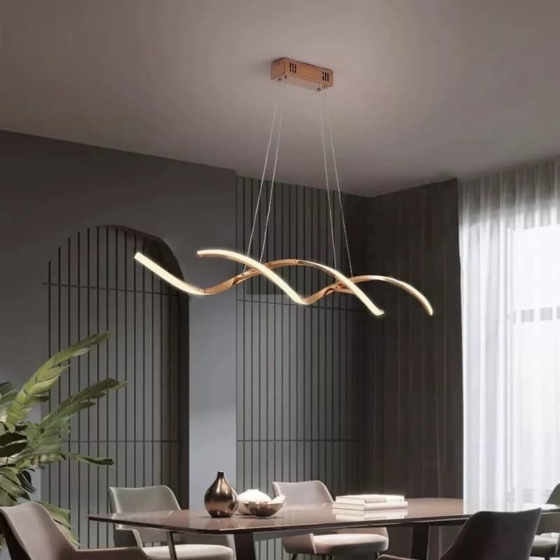 Lustre Pendente Led Espiral Ondular Dna Moderno Rose Gold ou Preto 3000K/4000K