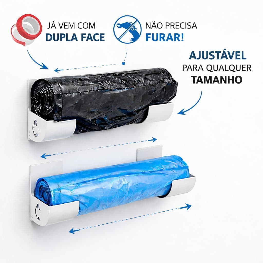 Suporte de saco de lixo, porta saco de lixo compacto sem precisar furar.