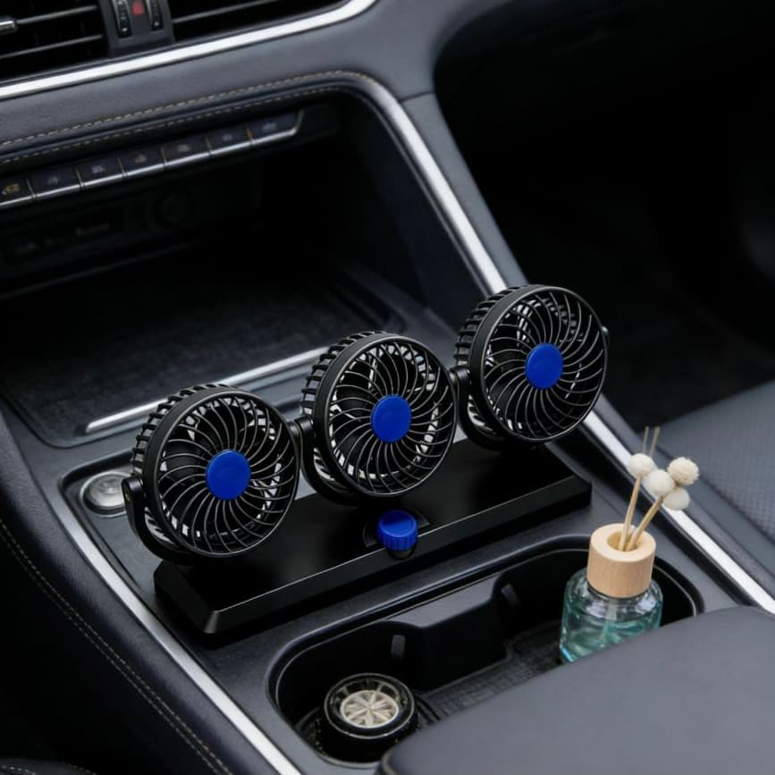 Ventilador Automotivo Triplo Ajustável Carro Caminhão 5V/12V/24V