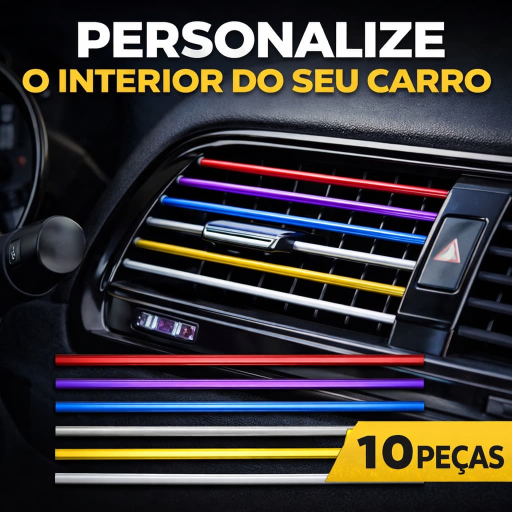 Tiras Decorativas Filetes Ar Condicionado Carro Friso Saída de Ar Colorido Universal Automotivo