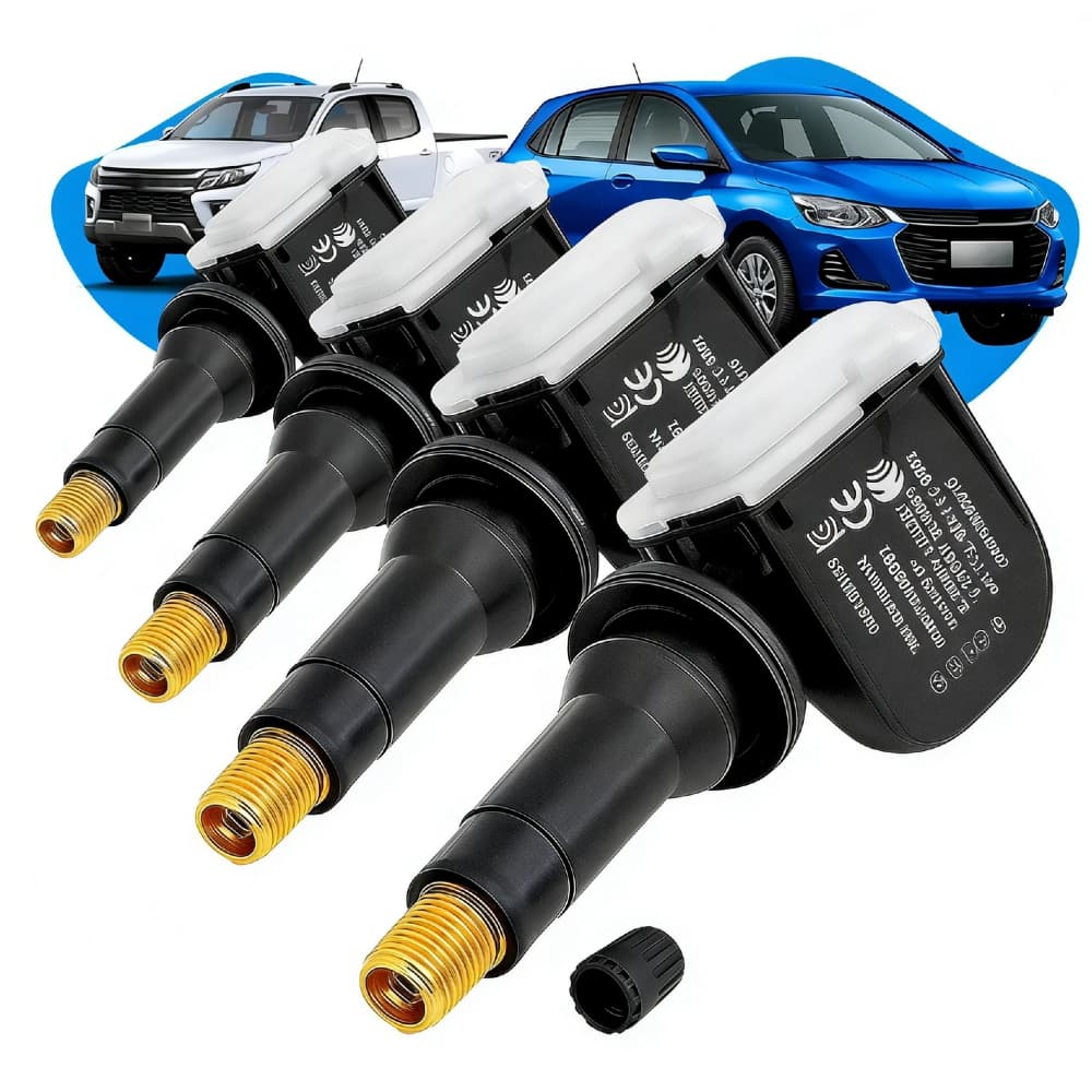 Kit 4 Sensor TPMS 433MHz GM Onix/Cobalt/S10/Cruze/Prisma/Spin - OE 13598773 - Pressão dos Pneus