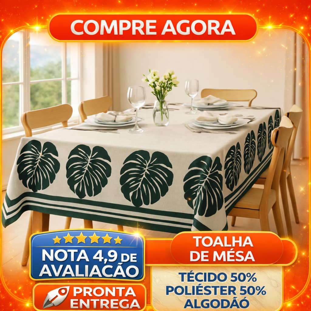 Toalha de Mesa 6 Lugares Linhão 2,00x1,40 Retangular Cozinha Decoartiva Costela Adão Pronta Entrega