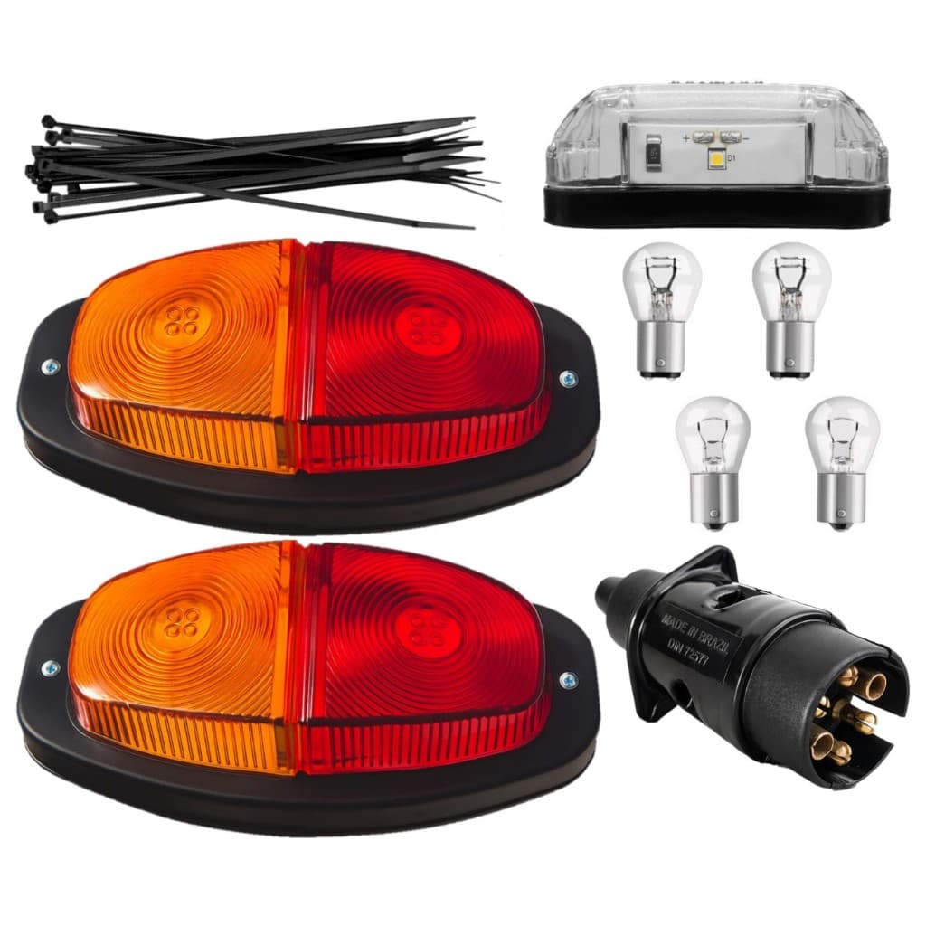 Kit Eletrico Instalação Lanterna Carretinha Reboque Engate Macho 6 Polos Kit Carretinhas Trailer