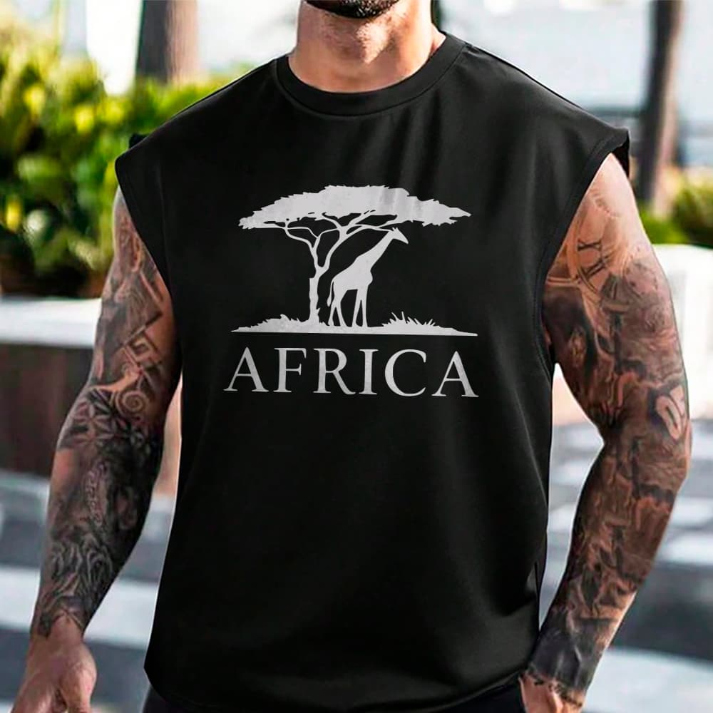 Camiseta Regata Machão Africa Natureza Estética Forte Moda Urbana 100% Algodão