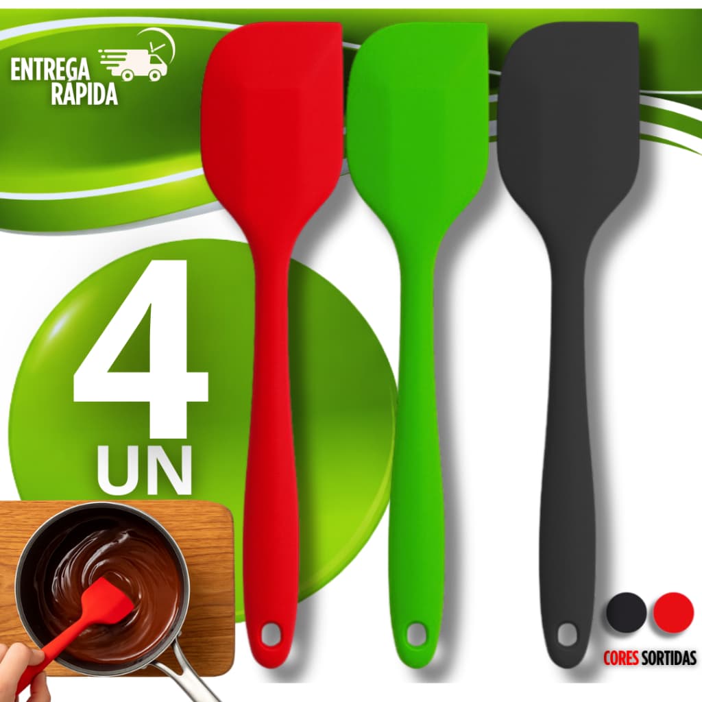 Combo Especial Espátula Reta Raspadora de Silicone Alta Qualidade Chocolate Pascoa Mães Cozinha Utensílios Espátulas