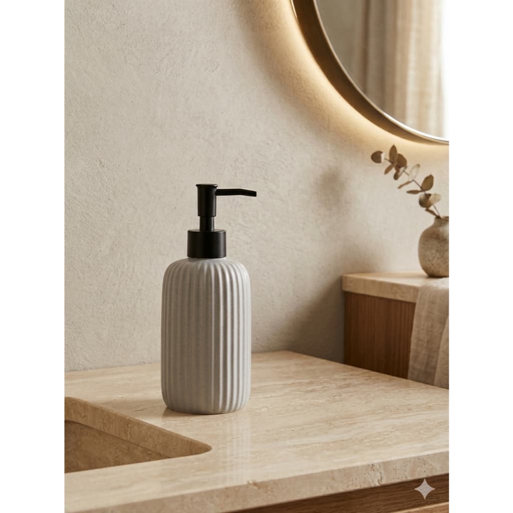 Porta Sabonete Líquido de Cerâmica LUXO – Lavabo e Banheiro Moderno 330ml
