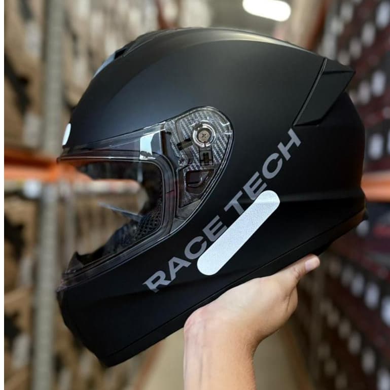 Capacete Race Tech Hit Preto Fosco Monocolor Fechado + narigueira masculino feminino Original Novo