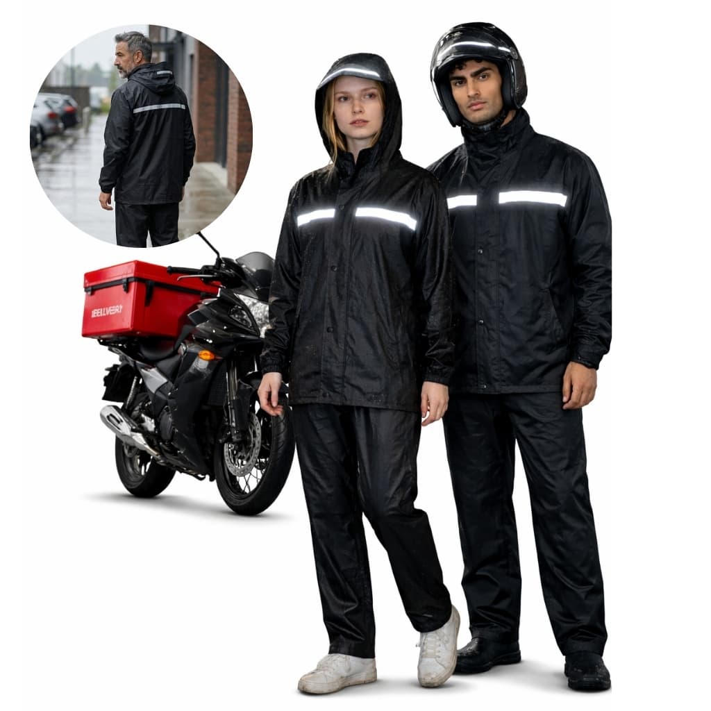 Capa de Chuva Motoboy Impermeável PVC Reforçado Com Refletivo Jaqueta + Calça Masculina Feminina
