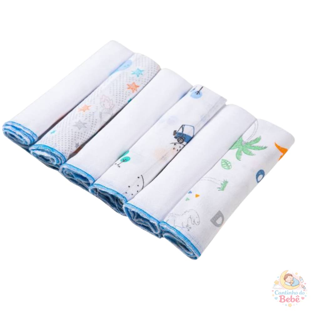 KIT 6 PANINHOS DE BOCA PAPI KARINHO BEBÊ 30x30CM 100% ALGODÃO ULTRA MACIO ALTA ABSORÇÃO
