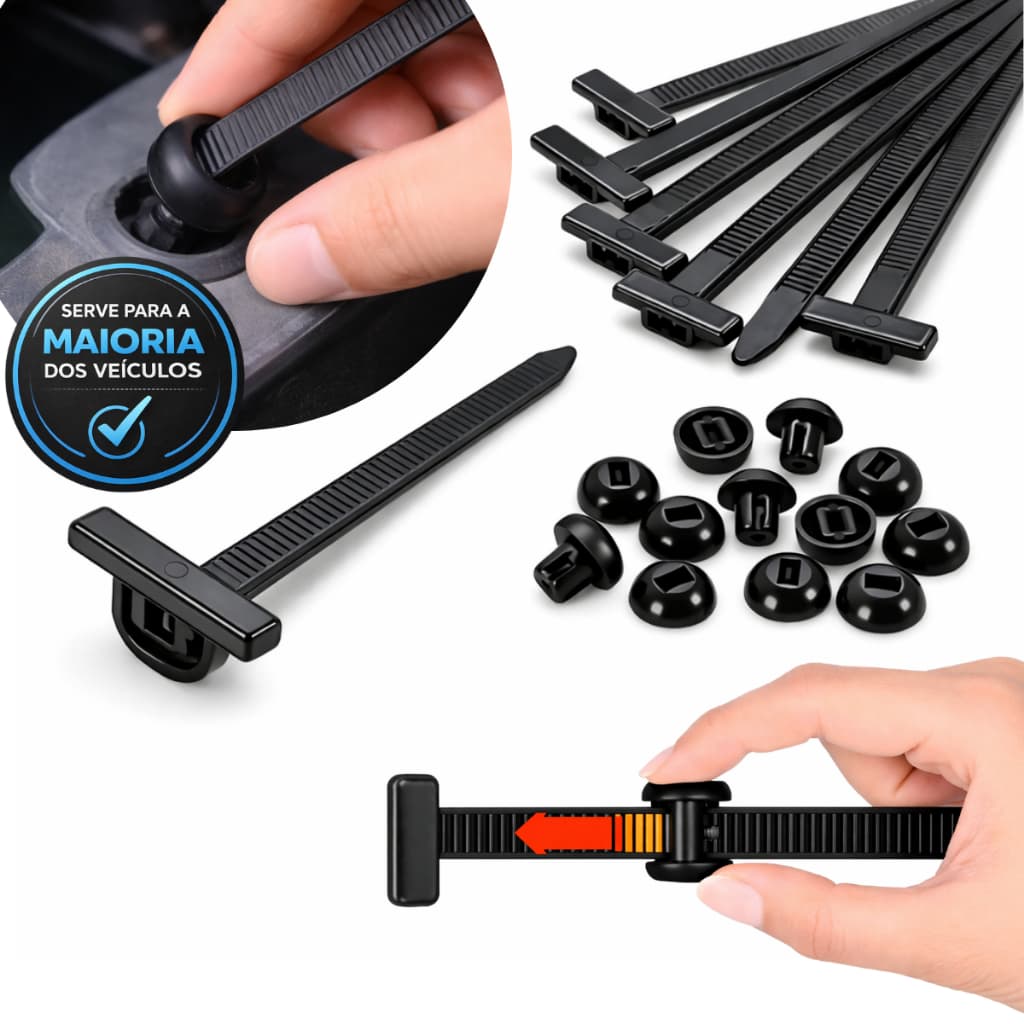 Kit Abraçadeira Presilha Nylon Enforca Gato Braçadeira Fixação Parachoque Plástica Automotiva