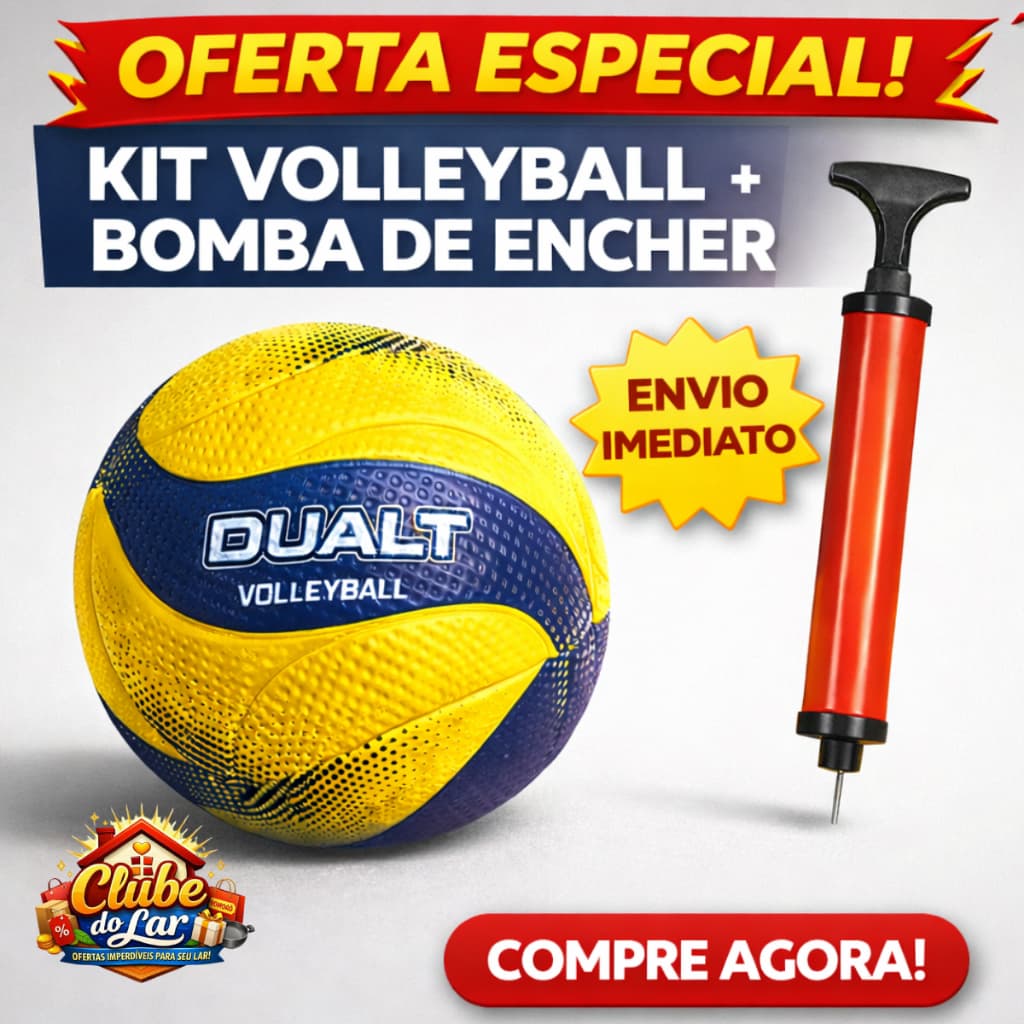 Kit Bola Vôlei Dualt VP200 + Bomba Grátis Durável Treino Jogo Oferta