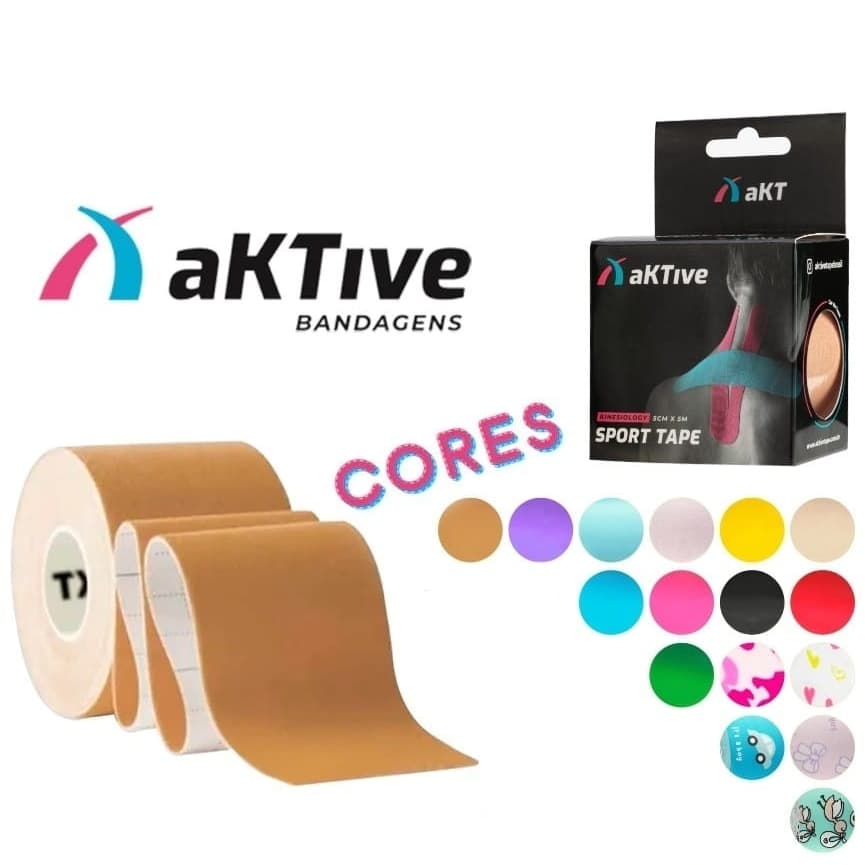 FITA KINESIO BANDAGEM ELASTICA AKTIVE SPORT TAPE TODAS AS CORES