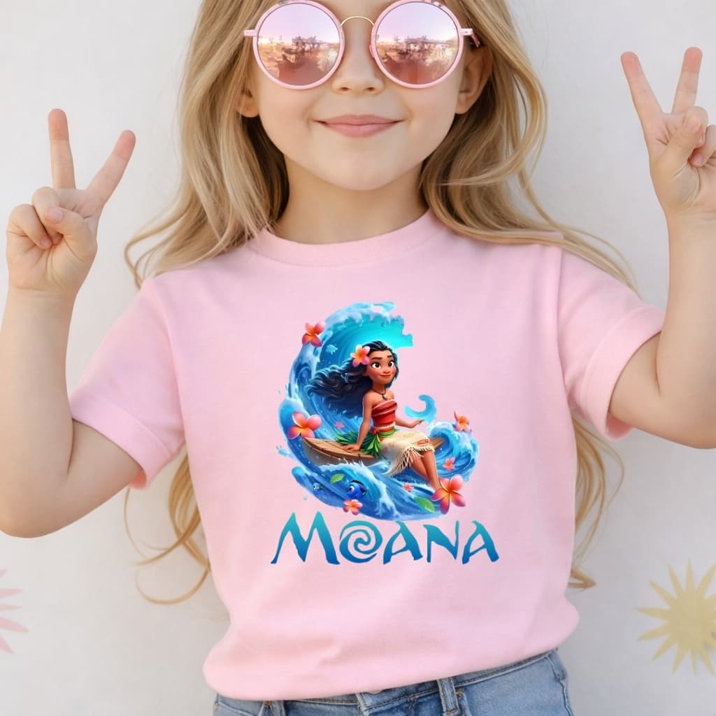 Camiseta Infantil Menina Moana Praia Peixes Oceano Mar Blusa Juvenil Premium 100% Algodão Macia