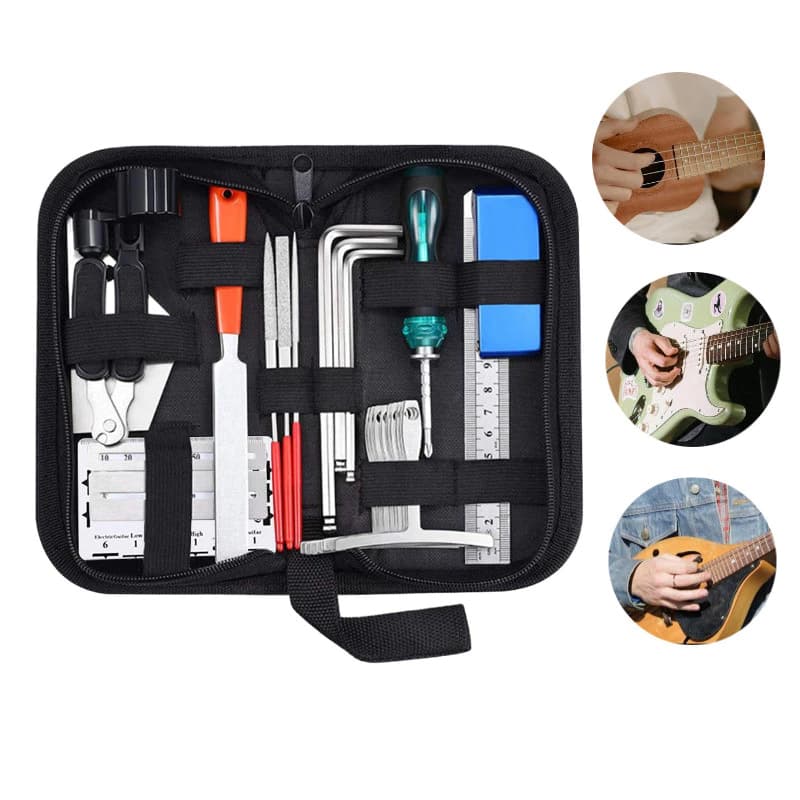 Kit 25 Ferramentas para Manutenção de Guitarra e Violão Elétrica