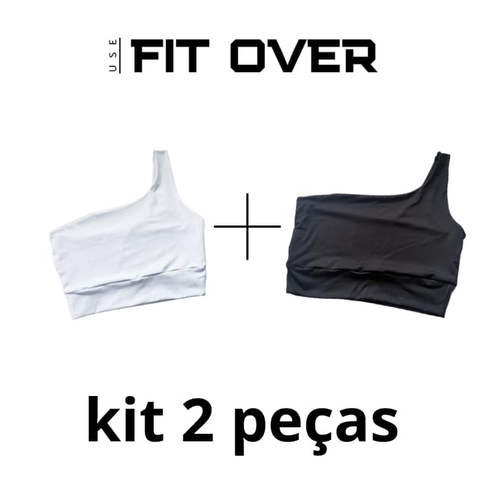 kit 2 tops fitness um ombro só duplo academia casual fitover
