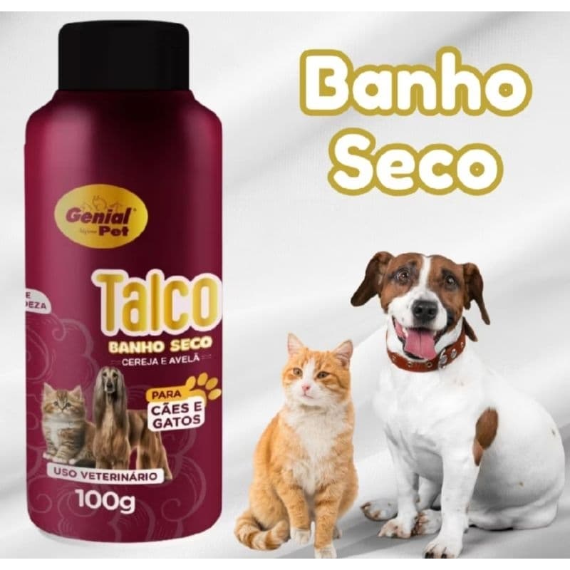 Talco Banho a Seco para Cães e Gatos Cereja e Avelã Genial Pet